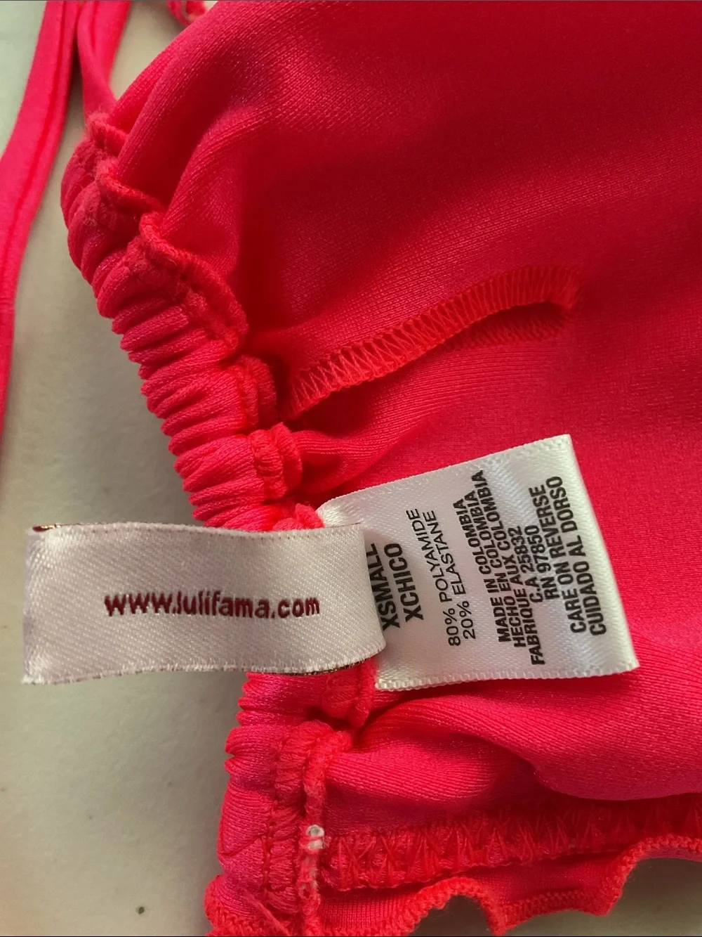 Luli Fama Cosita Buena Wavy Funnel Cheeky Bikini Set in Bombshell Red, Size XS